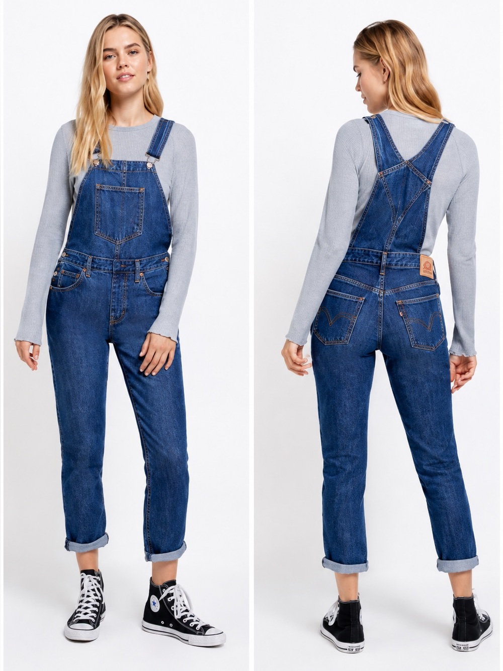 Levi’s Premium Dark Wash Denim Overalls XS NWT Y2K Straight Leg Adjustable Jeans